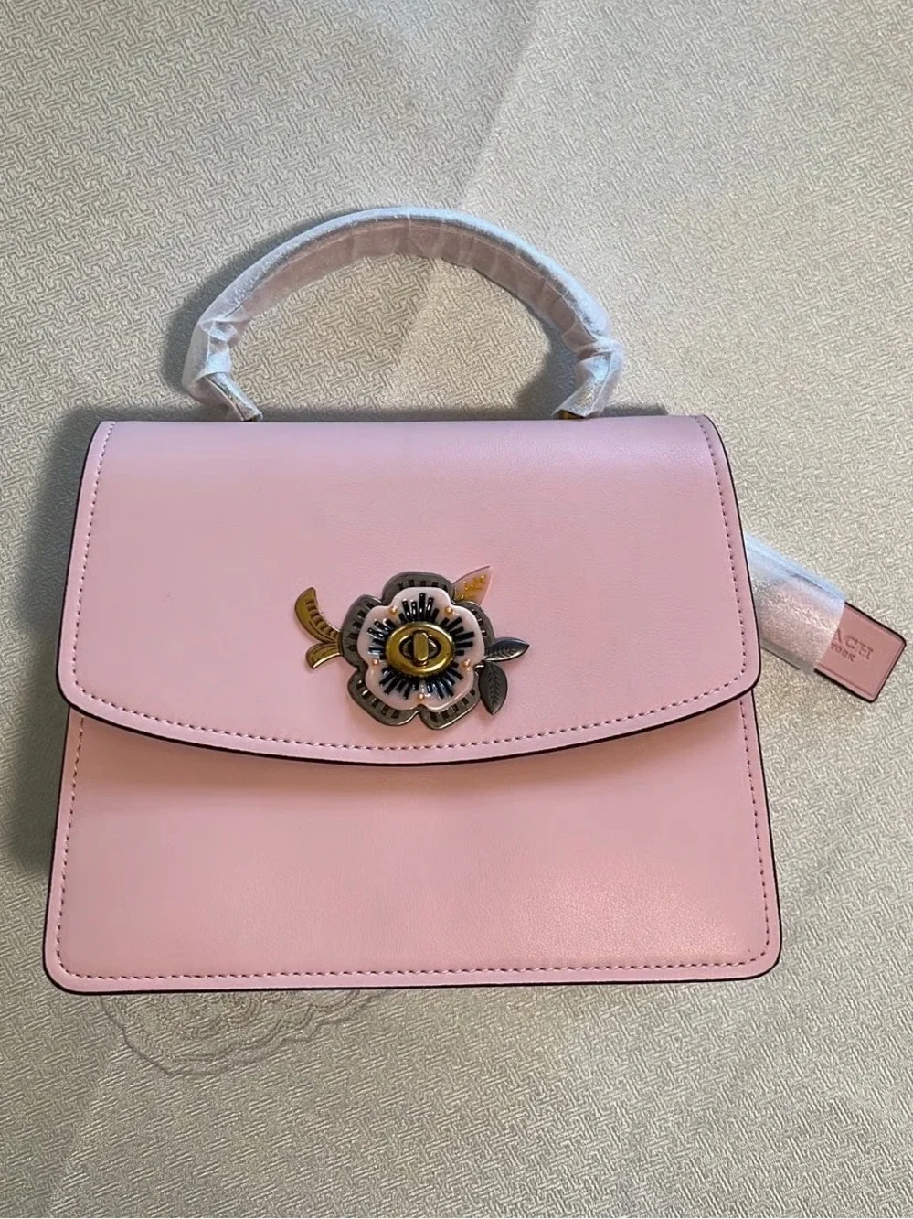 ISO!!! Coach Pink Leather Top-Handle Satchel with Floral Turnlock DO NOT BUY